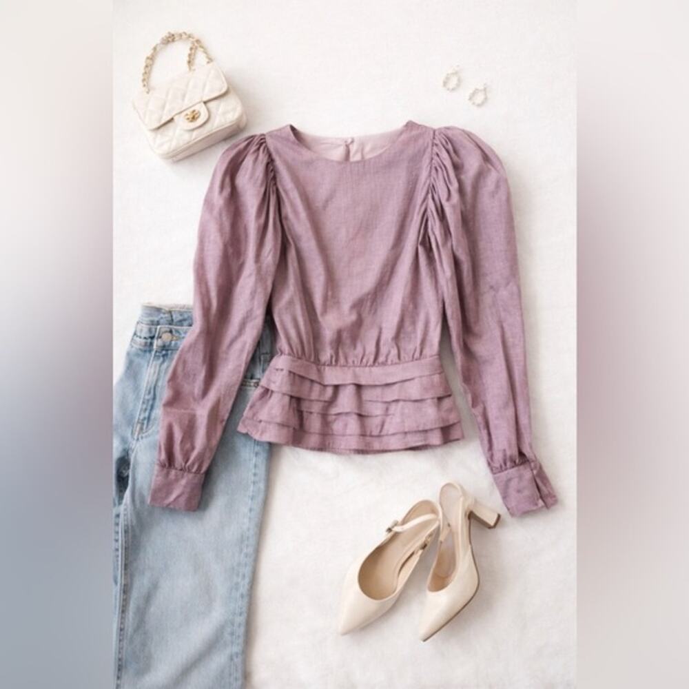 Express Lavender Long Sleeve Puff Sleeve Top – Size XS